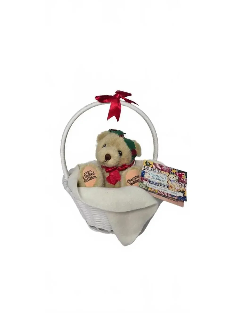 Cherished Teddies Limited Edition 1995 Baby Christmas Bear in Basket w/tags